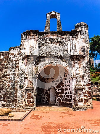 Whitewashed gatehouse of Aâ€™Famosa fort Stock Photo